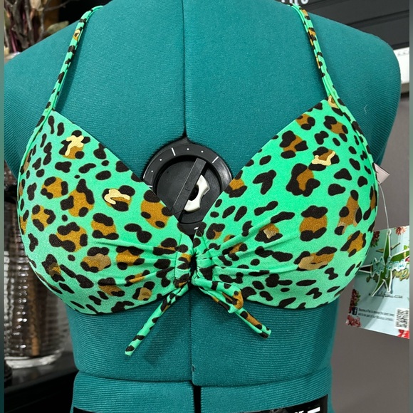 Luli Fama Dale Guapa leopard molded push up bandeau halter bikini top - Picture 3 of 14
